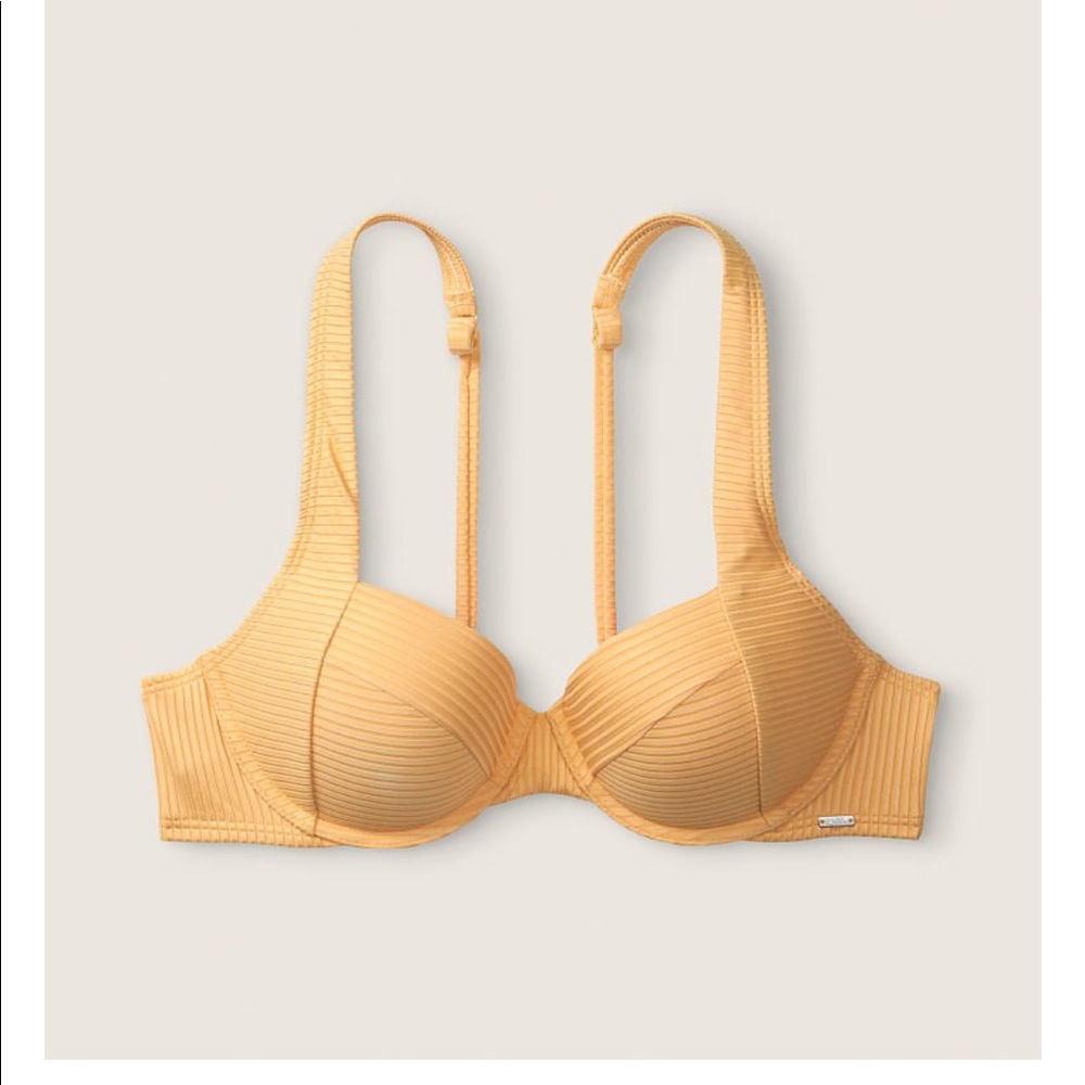 SOLD!!! pink  push up swim top size S yellow/mustard